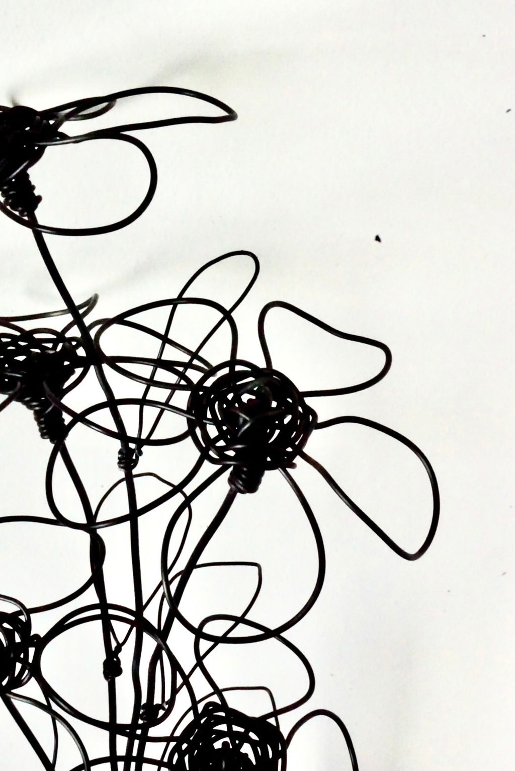 Handmade Black Wire Flower Sculptures (Set of 5) | Modern Art Thailand