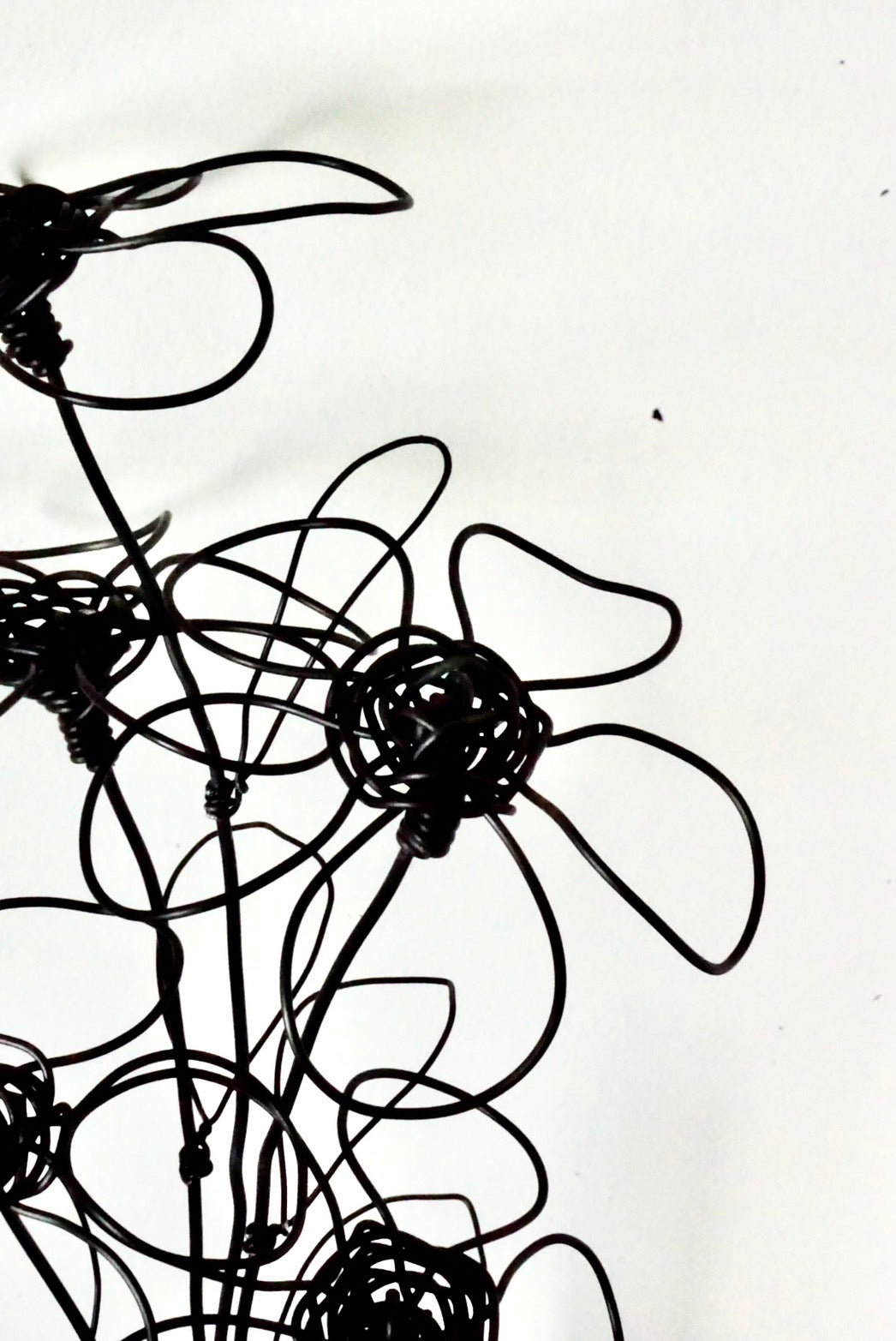 Handmade Black Wire Flower Sculptures (Set of 5) | Modern Art Thailand