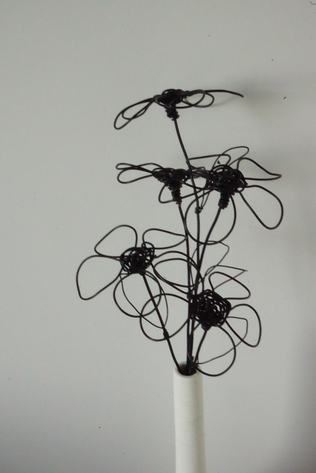 Handmade Black Wire Flower Sculptures (Set of 5) | Modern Art Thailand
