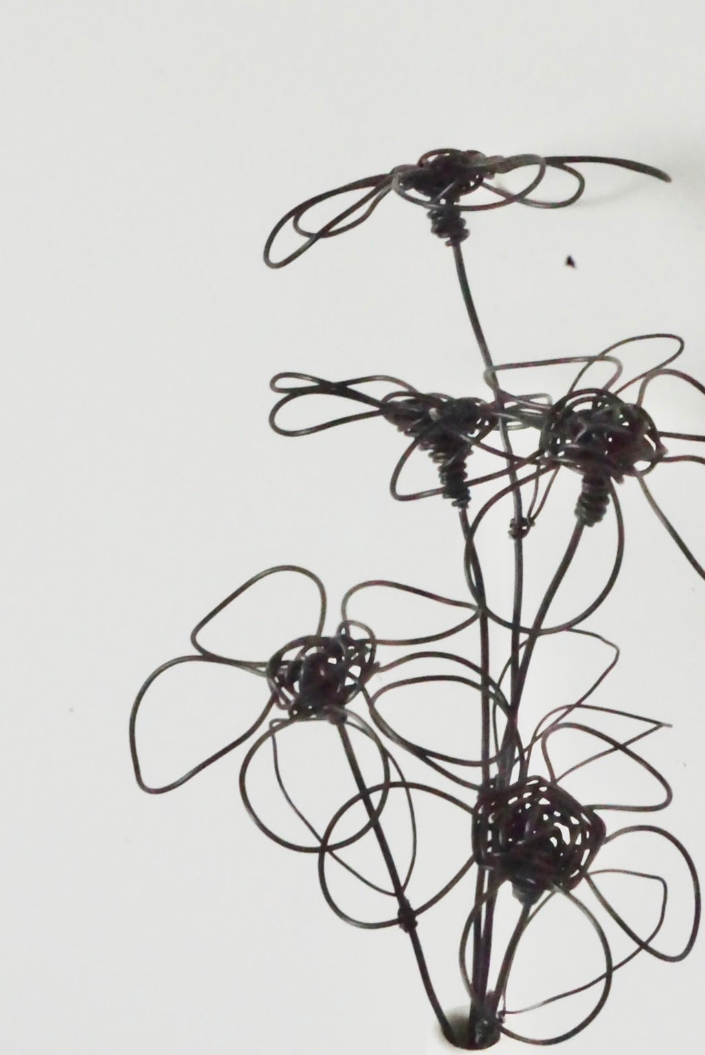 Handmade Black Wire Flower Sculptures (Set of 5) | Modern Art Thailand