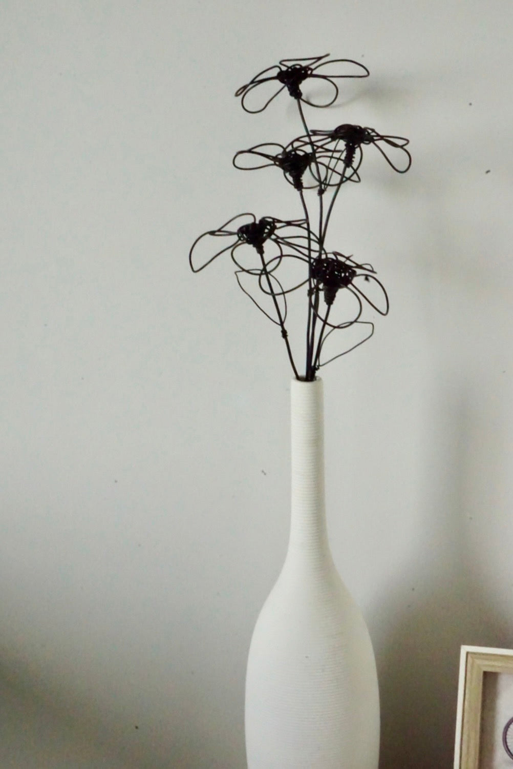 Handmade Black Wire Flower Sculptures (Set of 5) | Modern Art Thailand