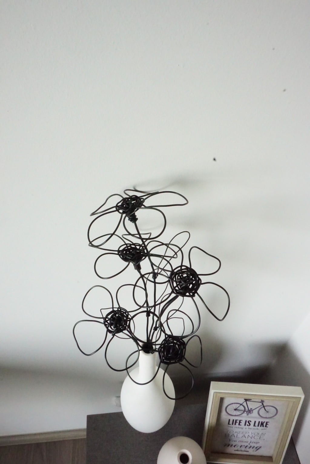Handmade Black Wire Flower Sculptures (Set of 5) | Modern Art Thailand