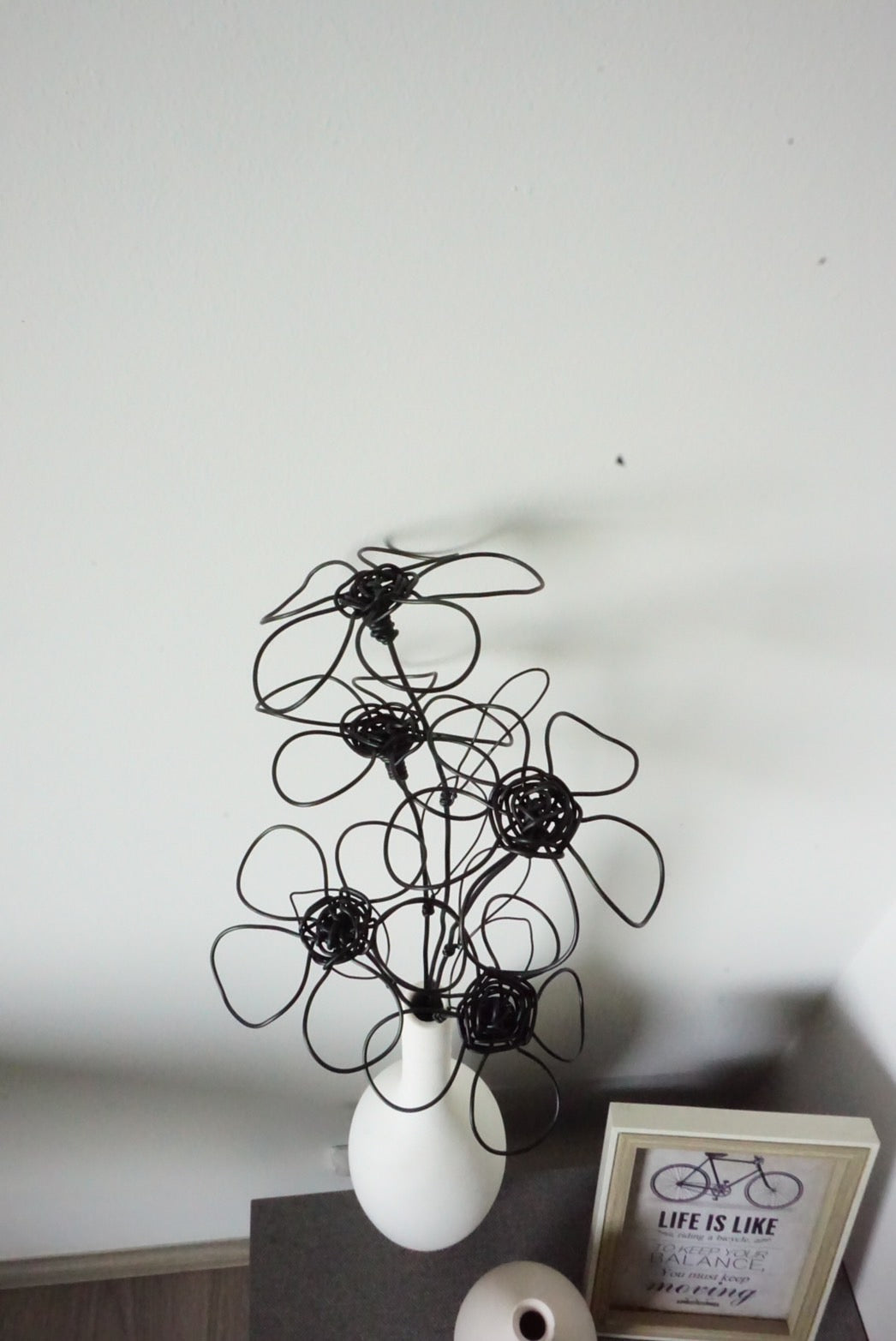 Handmade Black Wire Flower Sculptures (Set of 5) | Modern Art Thailand