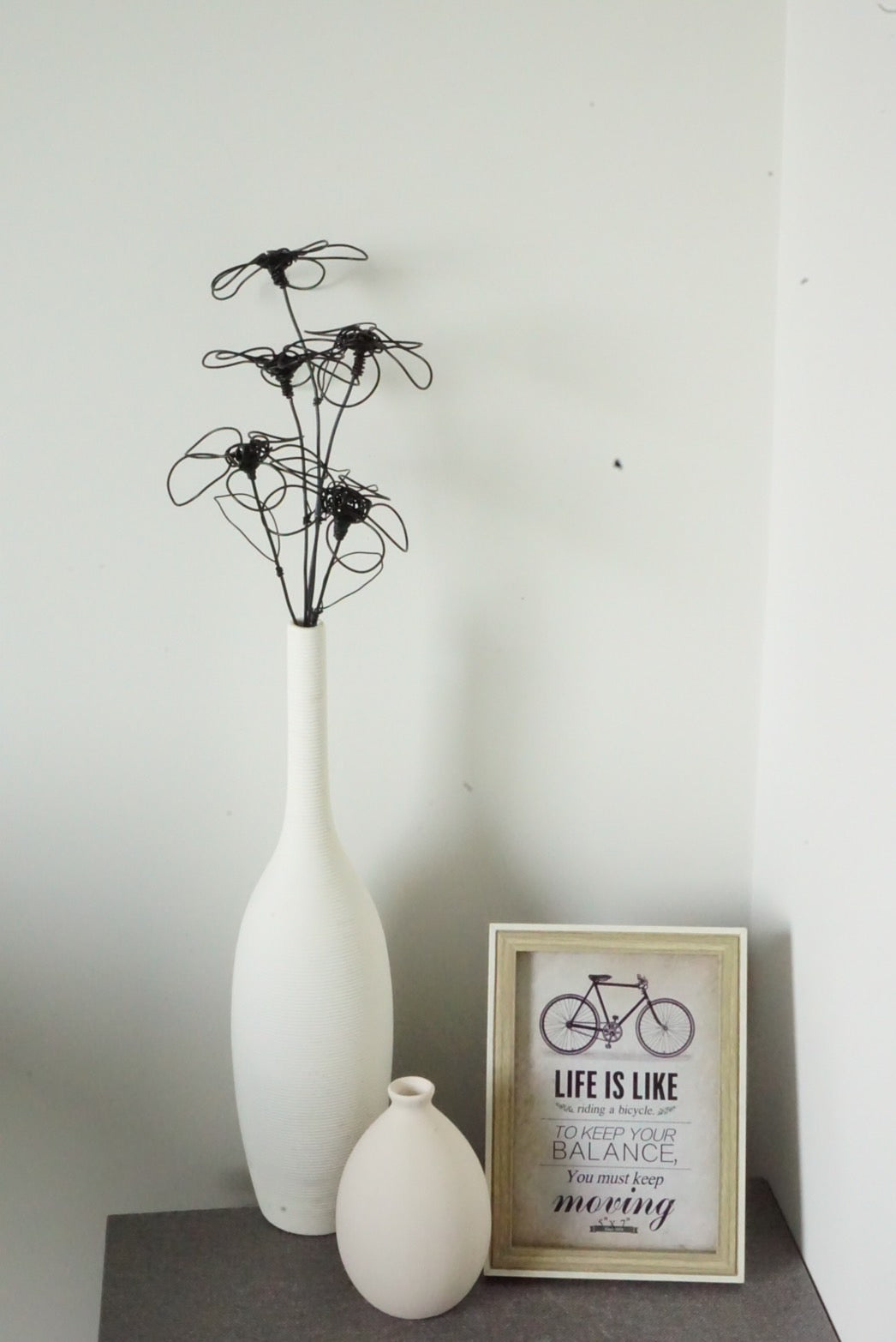 Handmade Black Wire Flower Sculptures (Set of 5) | Modern Art Thailand