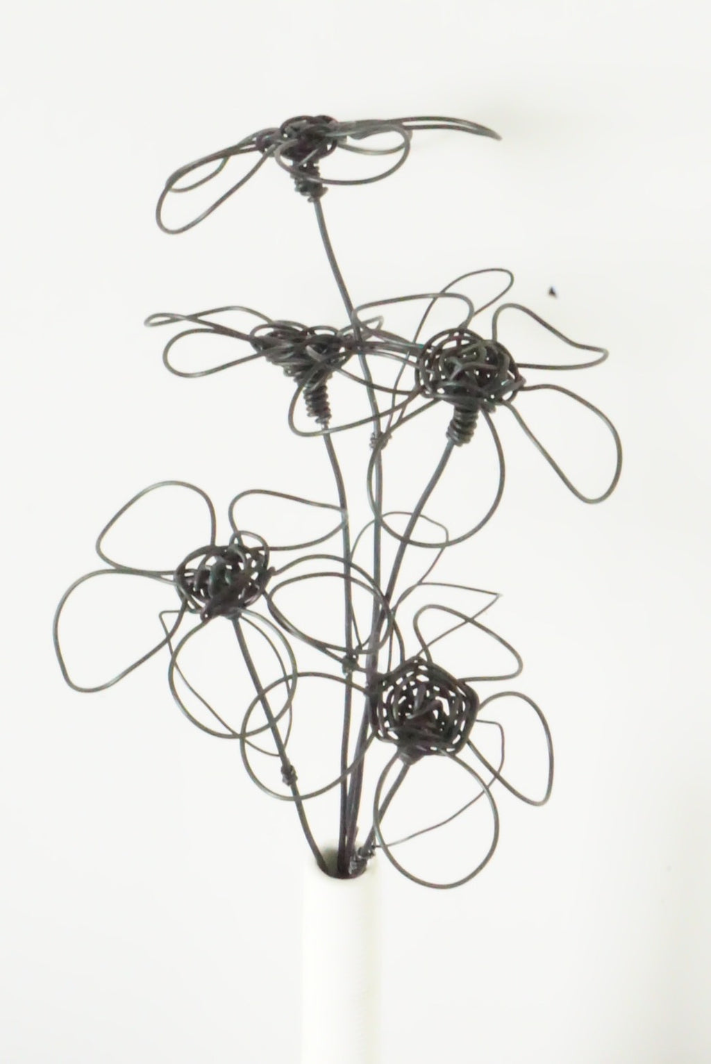 Handmade Black Wire Flower Sculptures (Set of 5) | Modern Art Thailand