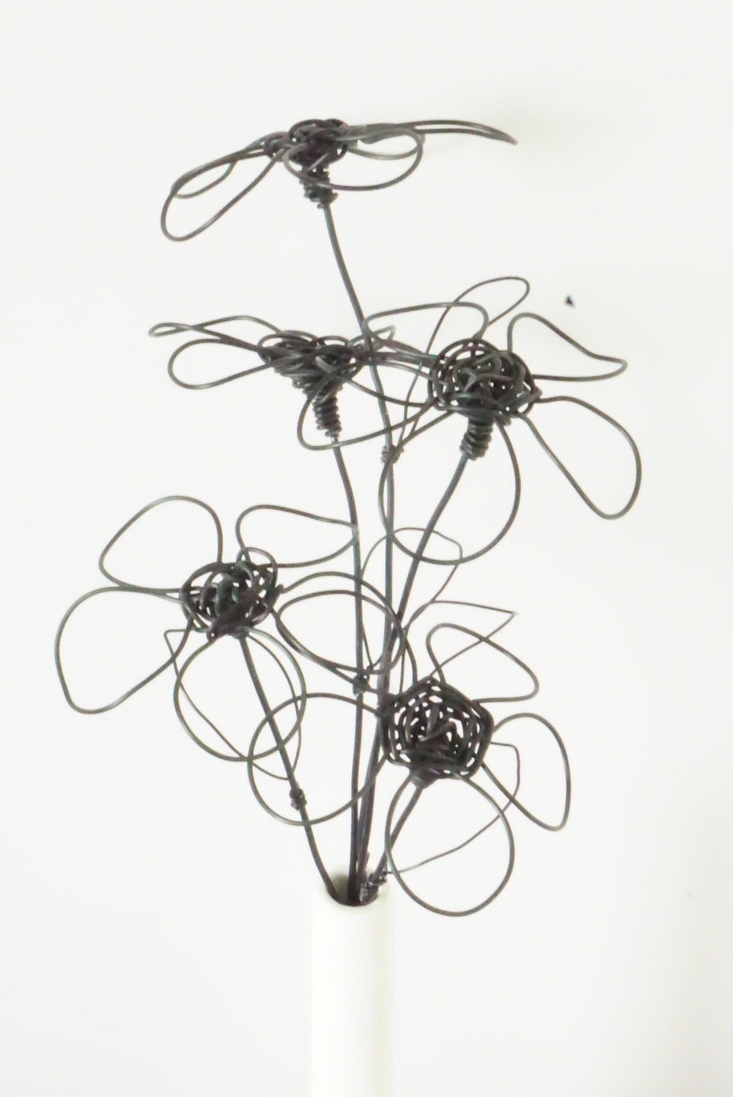 Handmade Black Wire Flower Sculptures (Set of 5) | Modern Art Thailand