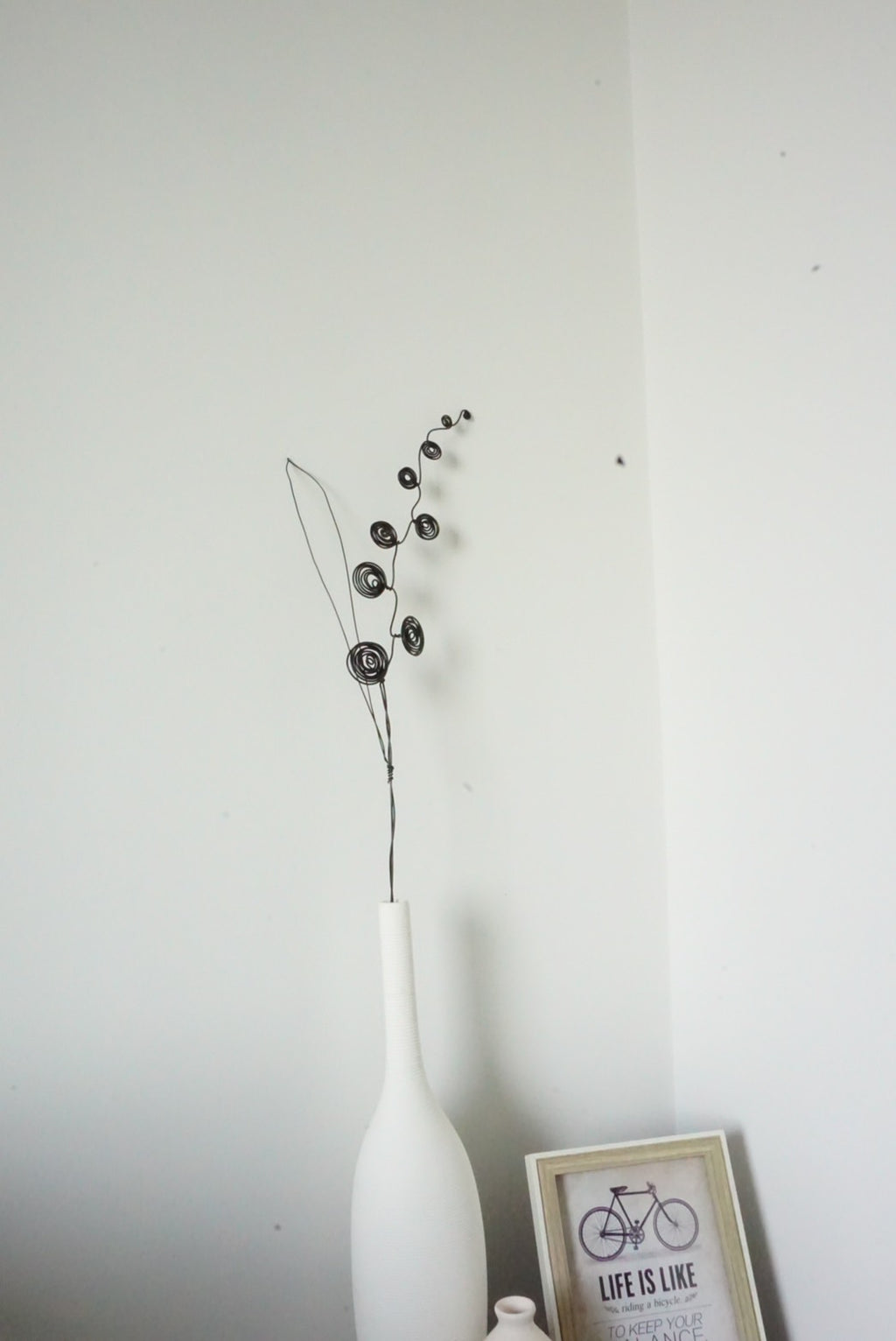 Handmade Black Wire Flower Art | Single Stem Minimalist Decor Thailand