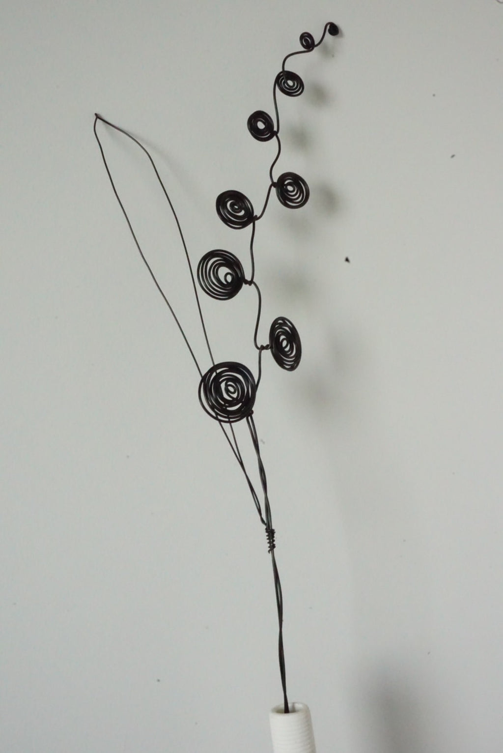 Handmade Black Wire Flower Art | Single Stem Minimalist Decor Thailand