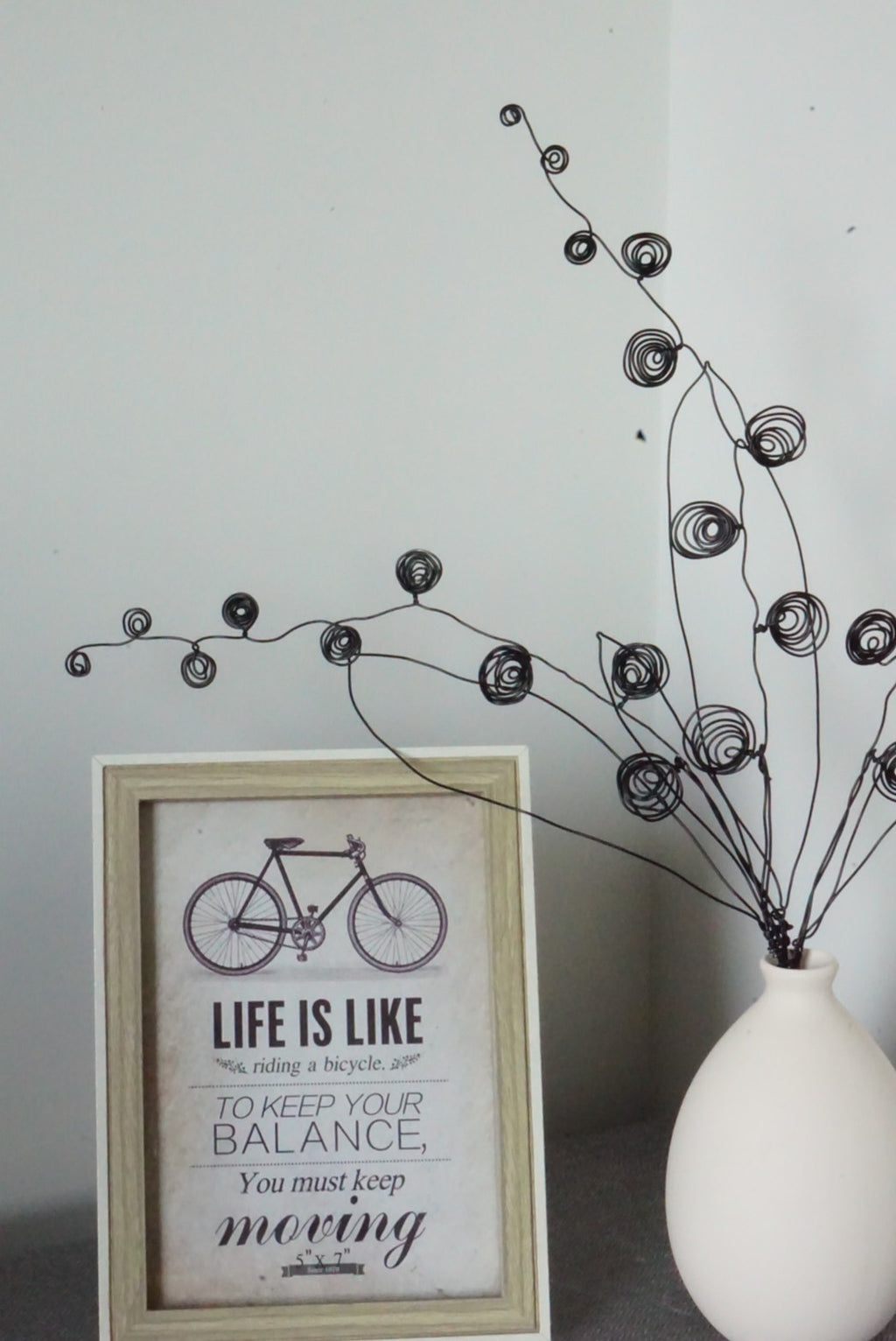 Handmade Black Wire Flower Set (3 Stems) | Modern Minimalist Decor Thailand