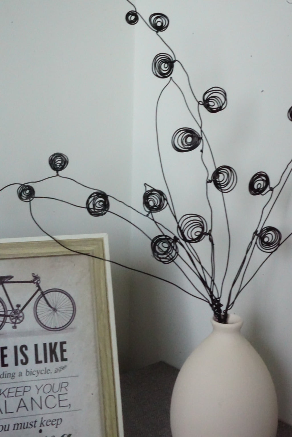 Handmade Black Wire Flower Set (3 Stems) | Modern Minimalist Decor Thailand
