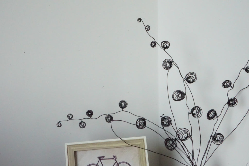 Handmade Black Wire Flower Set (3 Stems) | Modern Minimalist Decor Thailand