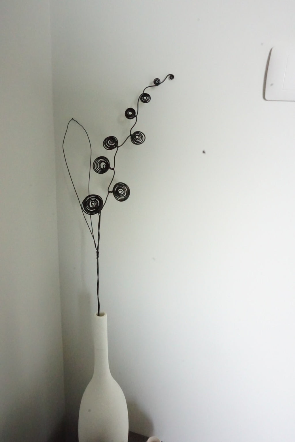 Handmade Black Wire Flower Art | Single Stem Minimalist Decor Thailand