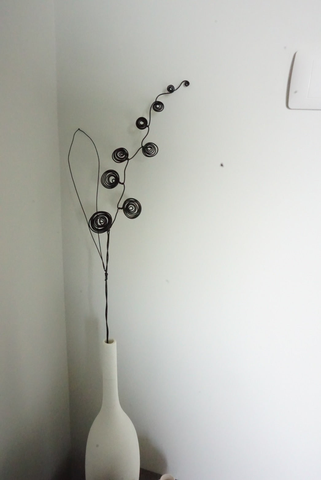 Handmade Black Wire Flower Art | Single Stem Minimalist Decor Thailand