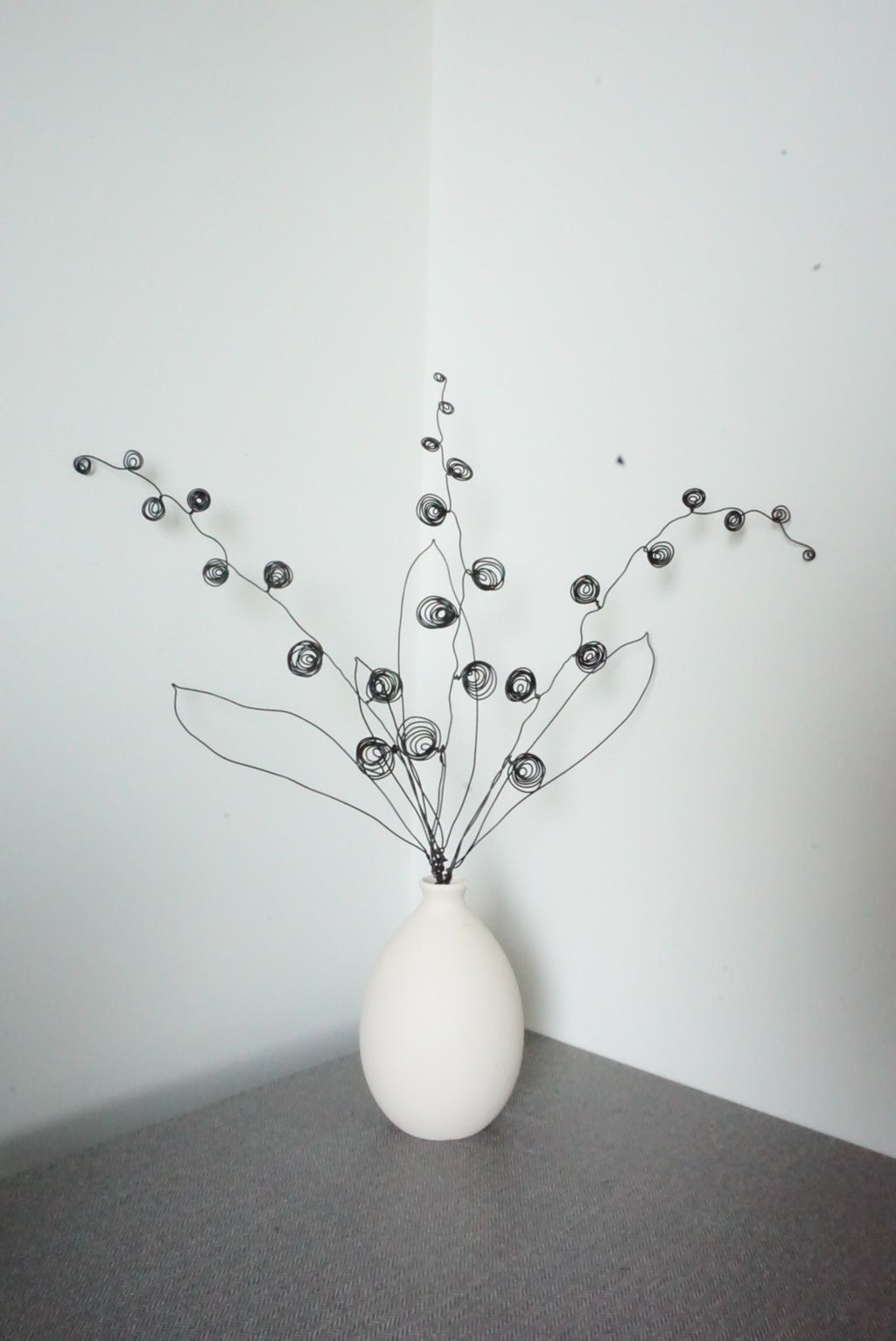 Handmade Black Wire Flower Set (3 Stems) | Modern Minimalist Decor Thailand